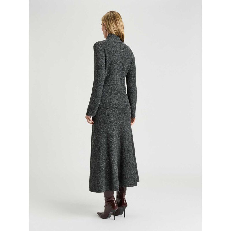 Veronika Maine Merino Silk Blend Textured Funnel Neck Sweater image number 5